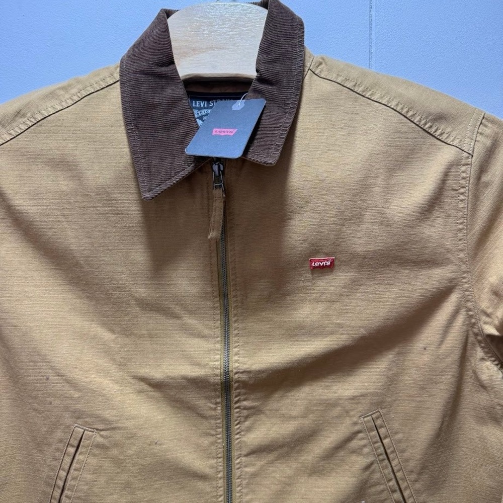 Levi Mens Workwear Jacket Tan Corduroy Collar Full‎ Zip Size Medium NEW WITH TAG - Picture 2 of 9